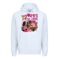 White Cupid's love lodge with truck Valentine's Day Premium Hoodie - HowdyJamesFarm