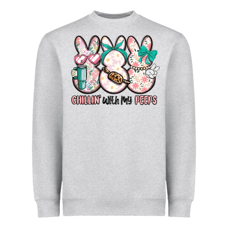 Easter Chilling With My Peeps Bunny Heavyweight Sweatshirt by MaliasSmallBusiness | Teevron