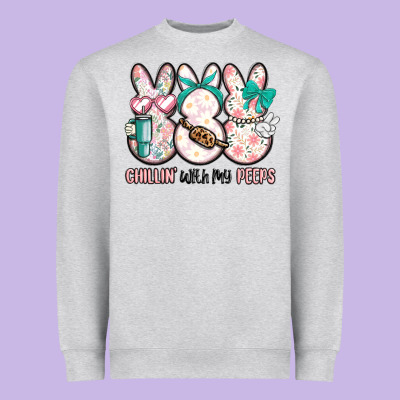 Easter Chilling With My Peeps Bunny Heavyweight Sweatshirt Designed By Maliassmallbusiness