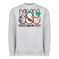 Heather Grey easter chilling with my peeps bunny Heavyweight Sweatshirt - MaliasSmallBusiness