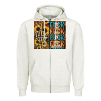 Oatmeal Heather fuck Zipper Hoodie - LillyAllenDesigns