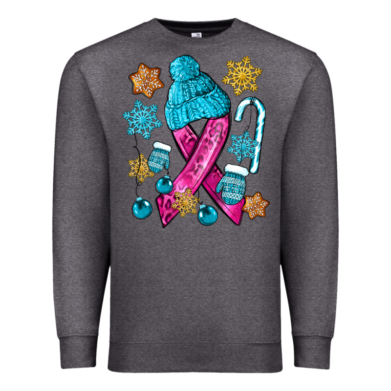Winter Breast Cancer Ribbon Premium Sweatshirt by NancyCooperArtShop | Teevron