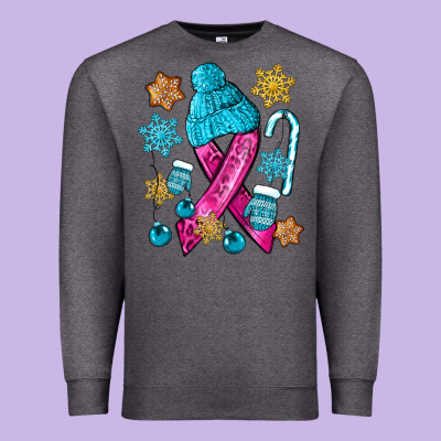 Winter Breast Cancer Ribbon Premium Sweatshirt Designed By Nancycooperartshop