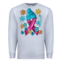 Heather Grey winter breast cancer ribbon Premium Sweatshirt - NancyCooperArtShop