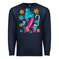 Navy winter breast cancer ribbon Premium Sweatshirt - NancyCooperArtShop