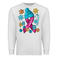 Oatmeal Heather winter breast cancer ribbon Premium Sweatshirt - NancyCooperArtShop