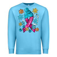 Ocean Blue winter breast cancer ribbon Premium Sweatshirt - NancyCooperArtShop