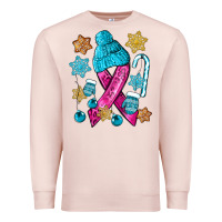 Pale Pink winter breast cancer ribbon Premium Sweatshirt - NancyCooperArtShop