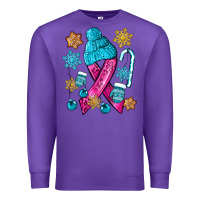 Purple winter breast cancer ribbon Premium Sweatshirt - NancyCooperArtShop