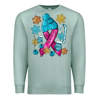 Seafoam winter breast cancer ribbon Premium Sweatshirt - NancyCooperArtShop