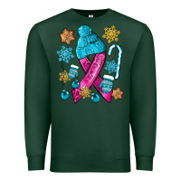 Sports Green winter breast cancer ribbon Premium Sweatshirt - NancyCooperArtShop
