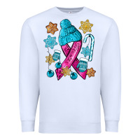 White winter breast cancer ribbon Premium Sweatshirt - NancyCooperArtShop