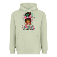 Matcha Surgical Technologist Afro Messy Bun Heavyweight Hoodie - texasbilliewilder