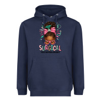 Navy Surgical Technologist Afro Messy Bun Heavyweight Hoodie - texasbilliewilder