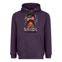 Plum Surgical Technologist Afro Messy Bun Heavyweight Hoodie - texasbilliewilder