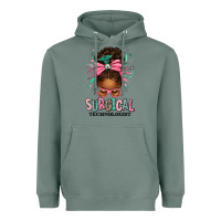 Sage Surgical Technologist Afro Messy Bun Heavyweight Hoodie - texasbilliewilder