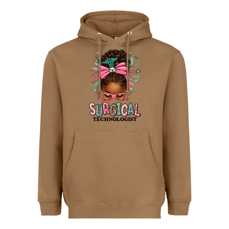Surgical Technologist Afro Messy Bun Heavyweight Hoodie by texasbilliewilder | Teevron