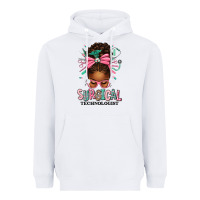 White Surgical Technologist Afro Messy Bun Heavyweight Hoodie - texasbilliewilder