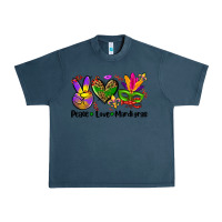 Midnight Navy peace love  mardi gras Urban Heavy Tee - AdoDesignShop