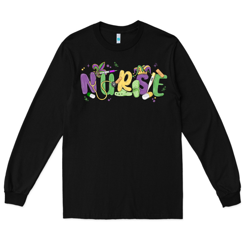 Nurse Mardi Gras Long Sleeve Tee by MaliasSmallBusiness | Teevron