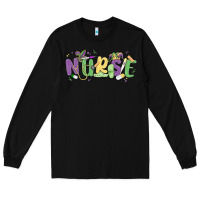 Black nurse mardi gras Long Sleeve Tee - MaliasSmallBusiness
