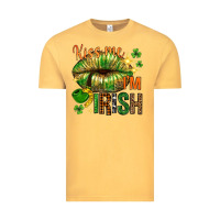 Vintage Mustard kiss me im irish with lip Vintage Tee - NancyCooperArtShop