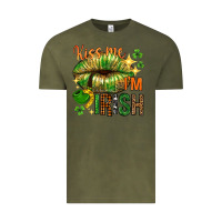 Vintage Olive kiss me im irish with lip Vintage Tee - NancyCooperArtShop