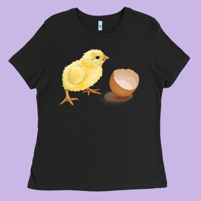 Chick With Egg Ladies Tee Designed By Ranaportraitstore
