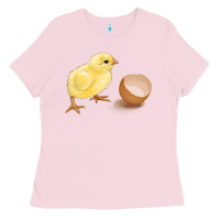 Bubblegum Pink chick with egg Ladies Tee - RanaPortraitStore