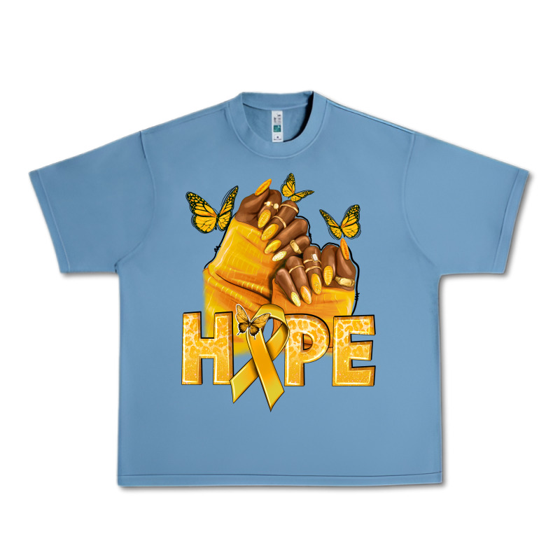 Hope Yellowribbonchildhood Cancer Nails Urban Heavy Tee by NancyCooperArtShop | Teevron