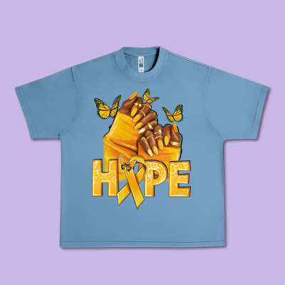 Hope Yellowribbonchildhood Cancer Nails Urban Heavy Tee Designed By Nancycooperartshop