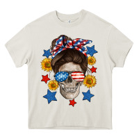 Cream American mom skull Heavy Core Tee - Neo Western