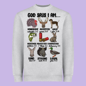 God Says I Am Hunting Heavyweight Sweatshirt Designed By Maliassmallbusiness