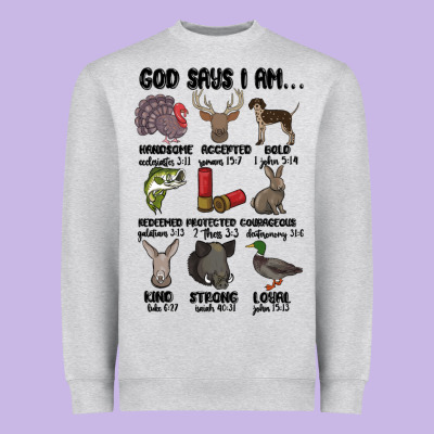 God Says I Am Hunting Heavyweight Sweatshirt Designed By Maliassmallbusiness