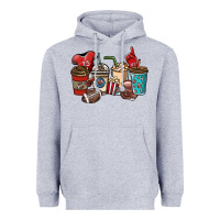 Heather Grey Football coffee cups Heavyweight Hoodie - NancyCooperArtShop