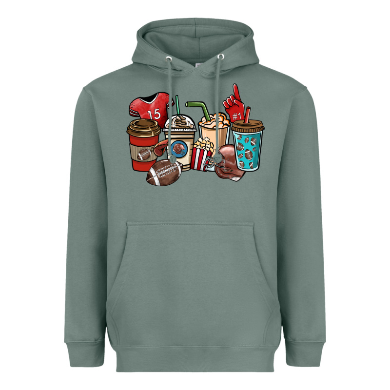 Football Coffee Cups Heavyweight Hoodie by NancyCooperArtShop | Teevron