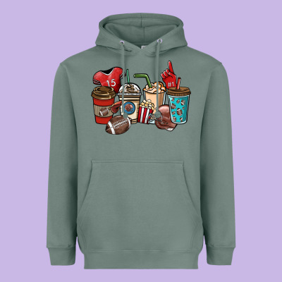 Football Coffee Cups Heavyweight Hoodie Designed By Nancycooperartshop
