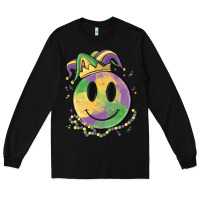 Black smiley face mardi gras Long Sleeve Tee - MaliasSmallBusiness