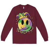 Burgundy smiley face mardi gras Long Sleeve Tee - MaliasSmallBusiness