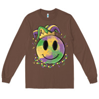 Chestnut smiley face mardi gras Long Sleeve Tee - MaliasSmallBusiness
