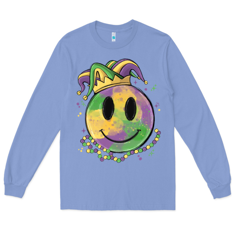 Smiley Face Mardi Gras Long Sleeve Tee by MaliasSmallBusiness | Teevron