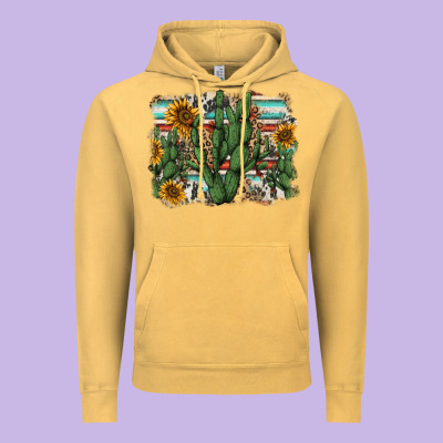 Serape Sunflowers Cactus Vintage Hoodie Designed By Adodesignshop