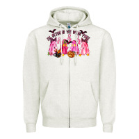 Oatmeal Heather in october we wear pink Zipper Hoodie - LillyAllenDesigns