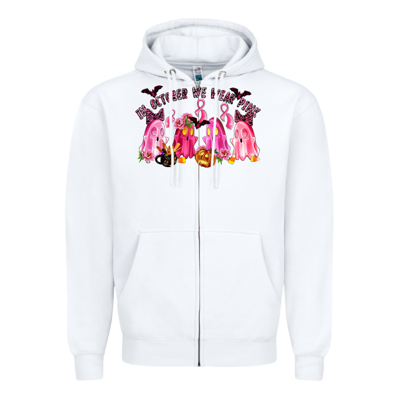 In October We Wear Pink Zipper Hoodie by LillyAllenDesigns | Teevron