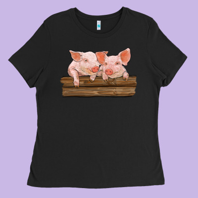 Barn Pigs Ladies Tee Designed By Ranaportraitstore