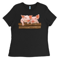 Black barn pigs Ladies Tee - RanaPortraitStore