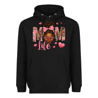 Black Afro Messy Bun Mom Life Heavyweight Hoodie - texasbilliewilder