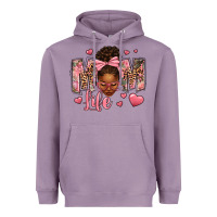Lavender Afro Messy Bun Mom Life Heavyweight Hoodie - texasbilliewilder