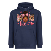 Navy Afro Messy Bun Mom Life Heavyweight Hoodie - texasbilliewilder