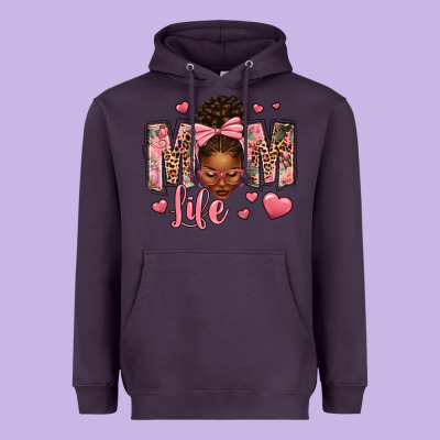 Afro Messy Bun Mom Life Heavyweight Hoodie Designed By Texasbilliewilder